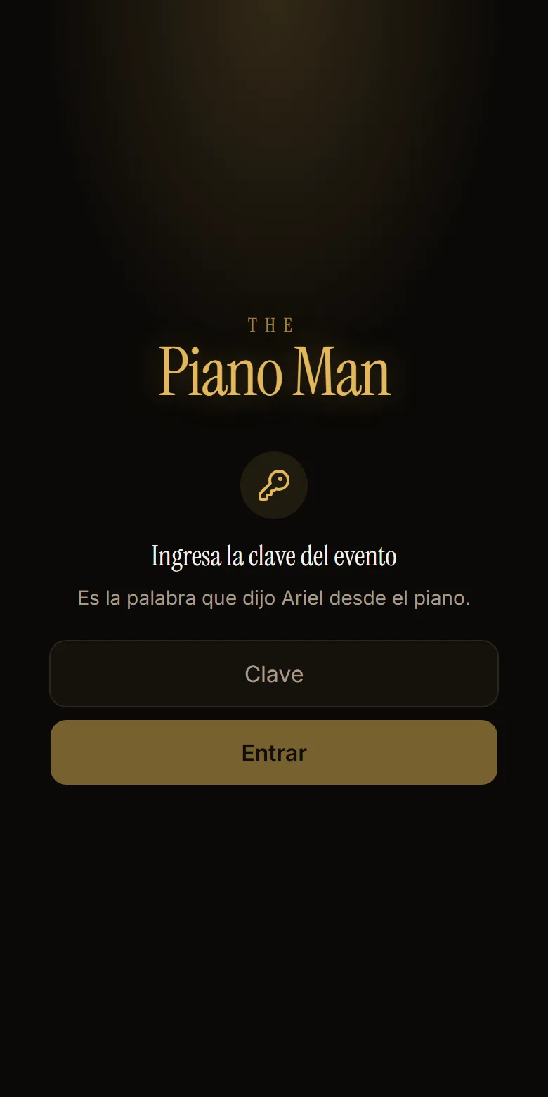 Pantalla del público pidiendo la clave del evento